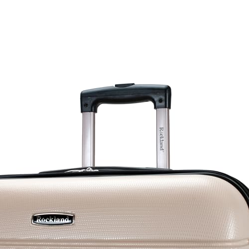 Rockland Melbourne Hardside Expandable Spinner Wheel Luggage, Checked Large 28", Champagne