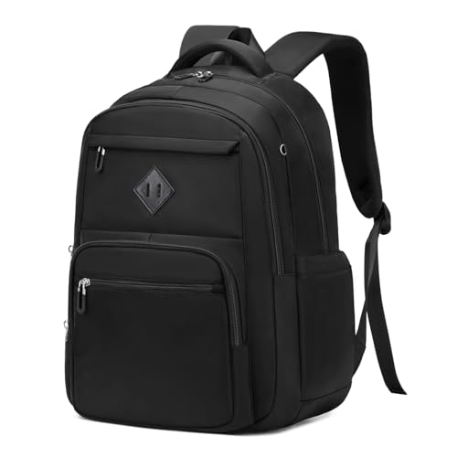 Sisipoet School Backpack for Girls, Lightweight Kids Bookbag for Boys Classic College Backpack for Teen Men Women with Luggage Strap, Age 8-18 Years Old, Black