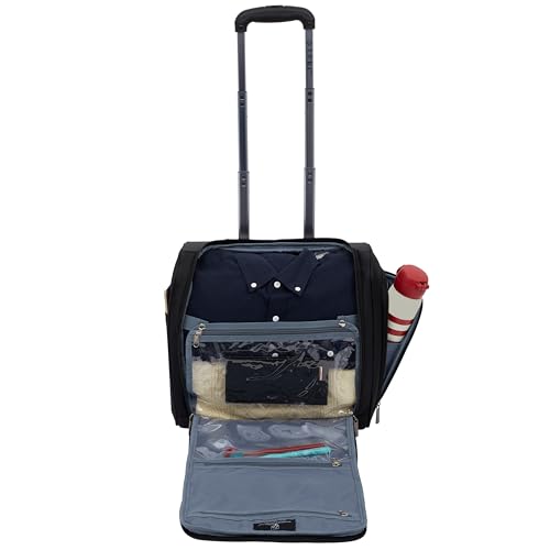 TPRC 15” Underseat Carry-On Luggage Airline Approved Personal Item with USB Charging Port, Black