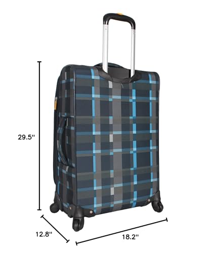 LUCAS Designer Luggage Collection - Expandable 28 Inch Softside Bag - Durable Large Ultra Lightweight Checked Suitcase with 4-Rolling Spinner Wheels (Old School Navy)