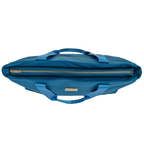 Badgley Mischka Uncomplicated Nylon Weekender Travel Bag, Lightweight Duffel Tote for Women, Carry On Overnight Bag (Aqua)