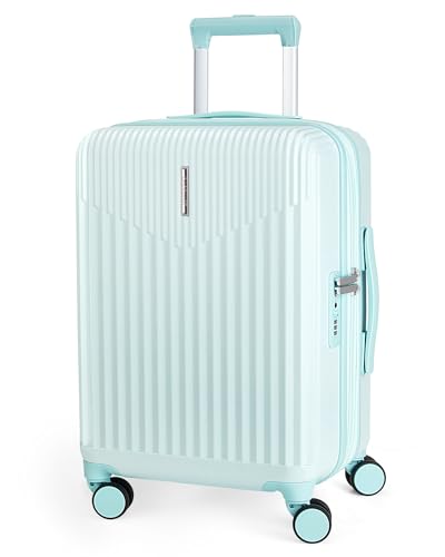 BAGSMART Carry On Luggage 22x14x9 Airline Approved with Spinner Wheels,100% PC Hardside Expandable Luggage with TSA Lock for Trips, 20 Inch Rolling Suitcases for Men Women,Green