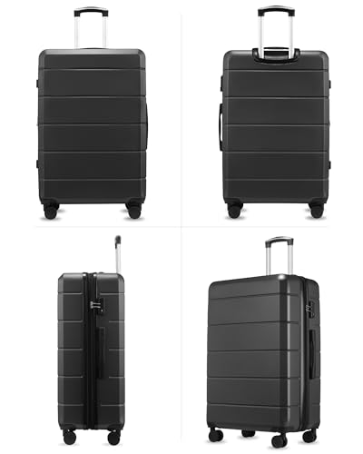 YOETEY 28 Inch Checked Luggage with Spinner Wheels, 106L Large Expandable Hardside Suitcase with TSA Lock, Durable ABS Hard Shell for Family Vacation and International Travel (28 in, Black)