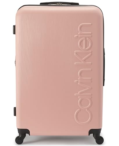 Calvin Klein Women's Hard Side Upright Luggage Spinner Light Weight Suitcase, Mellow Rose, Large
