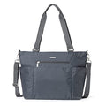 Baggallini Essential Laptop Tote - Work Tote Bag with Laptop Sleeve - Lightweight Travel Crossbody Shoulder Bag for Women, Charcoal Gray