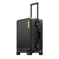 LEVEL8 Zipperless Carry On Suitcase Airline Approved with Aluminum Frame, Hard Shell Luggage with Spinner Wheels, Metal Travel Luggage with Double Tsa Locks, 20 Inch, Black