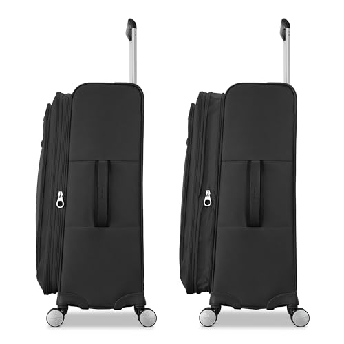 Samsonite Soft-Sided 25-Inch Lightweight Medium Checked Expandable Element Suitcase: Durable, 360° Spinner Wheels, Adjustable Telescopic Handle, 2 Front & 1 Side Pocket -Black