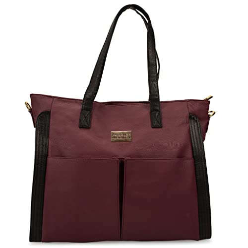 Badgley Mischka Merlot Rose XL Vegan Leather Weekender Duffel Bag