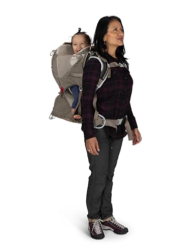 Osprey Poco LT Lightweight Child Carrier Backpack - Compact, Travel-Ready with Sunshade and Adjustable Fit - Lightweight, Comfortable Hiking for Toddlers, Tan Concrete