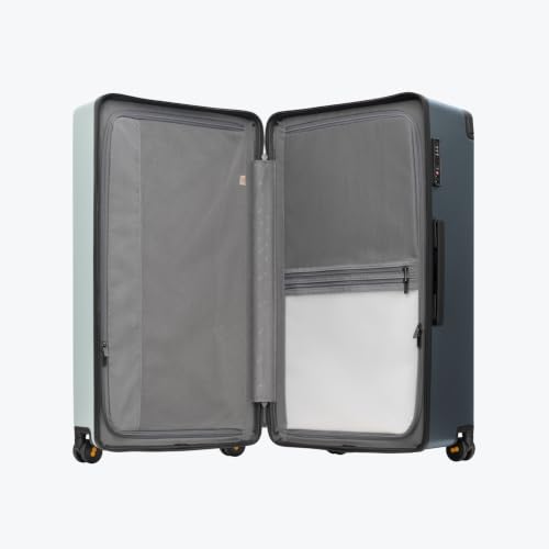 LEVEL8 Voyageur Wide Handle Luggage Airline Approved, 28 Inch Luggage with Spinner Wheels, Hardshell Large Checked Suitcases for Women Men with Tsa Lock, Celadon