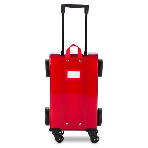 Disney Store Official Lightning McQueen Rolling Luggage for Kids – Travel Bag Featuring Pixar Cars Design & Rolling Spinner Wheels - Vinyl Travel Suitcase with Retractable Handle & ID Pocket