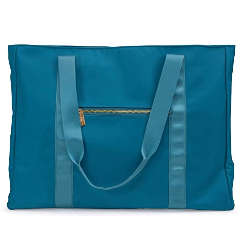 Badgley Mischka Uncomplicated Nylon Weekender Travel Bag, Lightweight Duffel Tote for Women, Carry On Overnight Bag (Aqua)