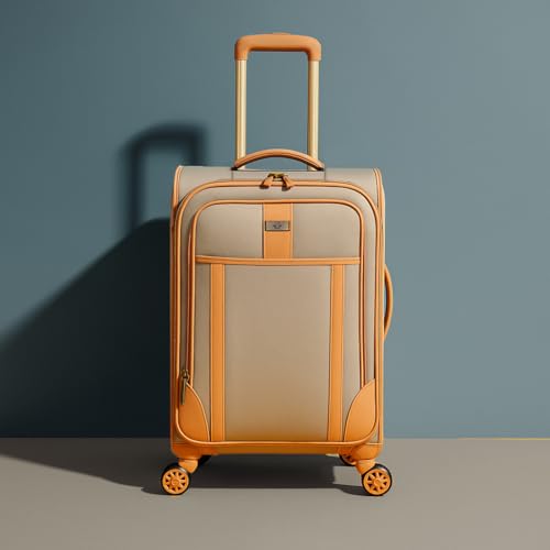 Dockers Seahorse Softside Expandable 8-Wheel Spinner Travel Checked Luggage, 24-Inch, New British Khaki