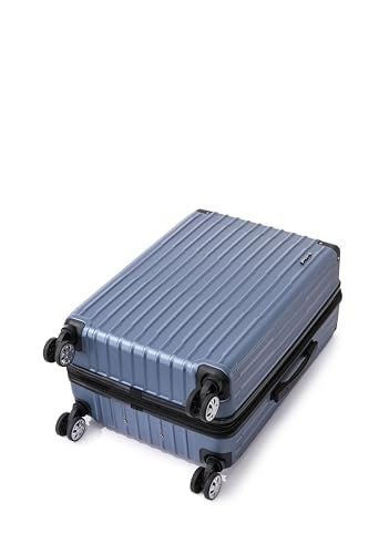 Rockland Huntington 3 Piece Luggage Set, 2 Piece Hard Case Upright Luggages with Spinner Wheels and a 14" Polyester Tote Bag, (20"/28"/14" Tote), Blue