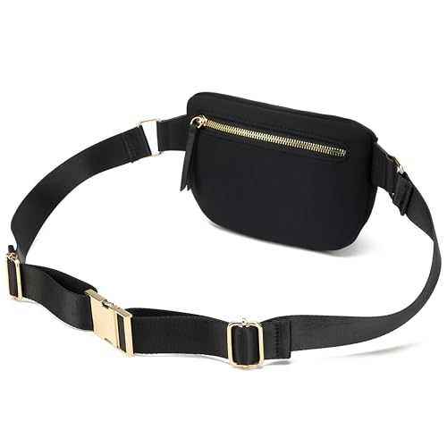 BADGLEY MISCHKA Uncomplicated Nylon Weekender Travel Bag with Sage Neoprene Crossbody Belt Bag, Lightweight Duffel Tote Set for Women, Carry On Overnight Bag (Black)