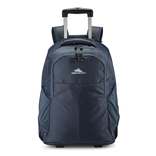 High Sierra Powerglide Pro Wheeled Backpack, Rolling Laptop Bag for Travel, Fits most 15.6” Laptops, 40L, Indigo Blue