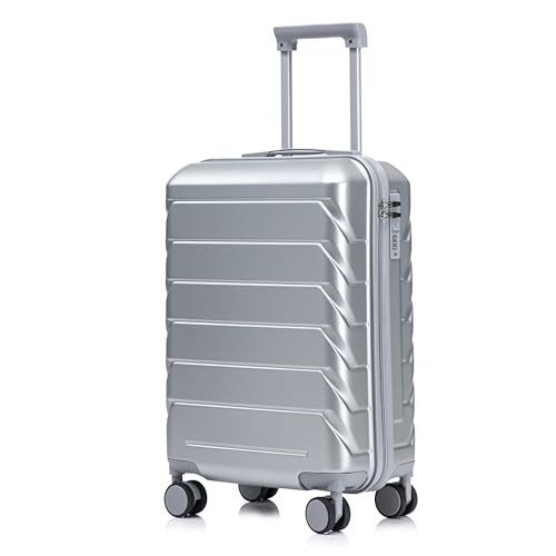 Beuiosda 20-Inch Hard Shell Carry On Luggage with 360° Spinner Wheels, Carry On Luggage 22x14x9 Airline Approved with TSA Lock, Scratch Resistant Surface, Lightweight Durable Maletas De Viaje (Silver)
