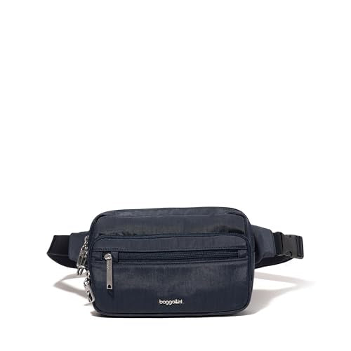 Baggallini Securtex Anti-theft Belt Bag 8.8"x5.5" Crossbody Fanny Pack for Women RFID Wallet Locking Zipper Travel Purse