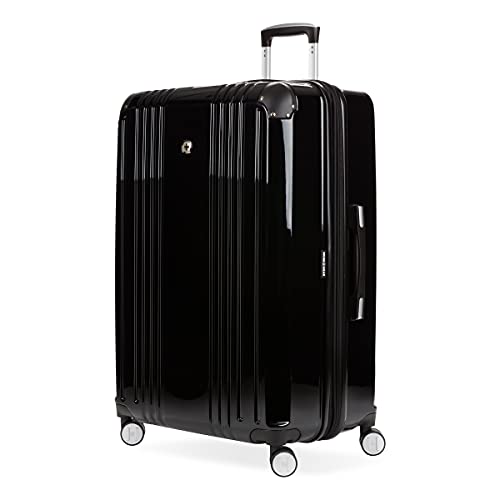 SwissGear 7786 Hardside Expandable Luggage with Spinner Wheels, Black, Checked-Large 27-Inch