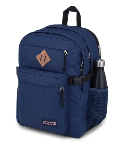 JanSport Main Campus Backpack - Travel or Work backpack w 15-Inch Laptop Sleeve and Dual Water Bottle Pockets, Navy