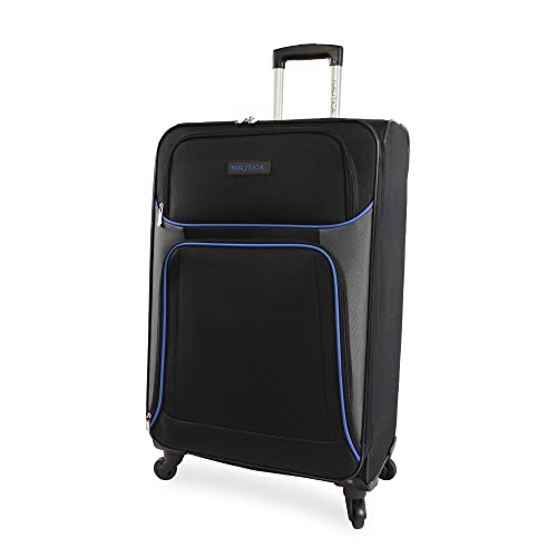 Nautica Seascape Collection 4pc Softside Luggage Set, Black/Blue