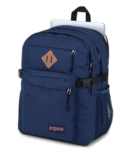 JanSport Main Campus Backpack - Travel or Work backpack w 15-Inch Laptop Sleeve and Dual Water Bottle Pockets, Navy