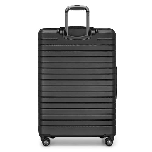 Traveler's Choice Archer Polycarbonate Hardside Spinner Luggage Set, Tie Down Straps, Black, Checked 29-Inch