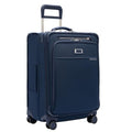 Briggs & Riley 24 Inch Compact Checked Suitcase Luggage with Wheels - Zipperless Compression Expansion System, 360 Spinner, Flat Packing Interior, Accessible Front Pocket - Baseline Collection - Navy