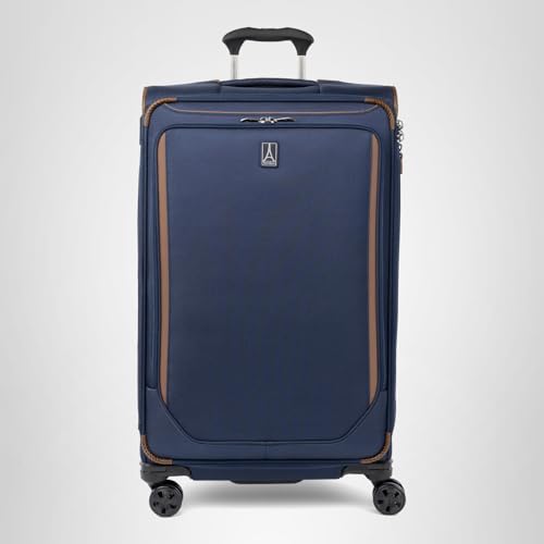 Travelpro Crew Classic Lightweight Softside Expandable Checked Luggage, 8 Wheel Spinner Suitcase, TSA Lock, Men and Women, Checked Medium 25-Inch, Patriot Blue