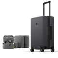 LEVEL8 Luminous Carry on Luggage, 20 Inch Hardside Suitcase Bundle with 4 PC Packing Cubes Organizer Set - Dark Grey
