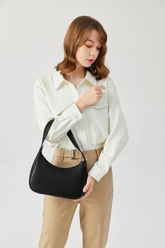 CYHTWSDJ Shoulder Bags for Women, Cute Hobo Tote Handbag Mini Clutch Purse with Zipper Closure (Black)