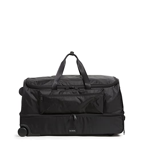 Vera Bradley Women's Recycled Ripstop XL Foldable Rolling Duffel Travel Bag, Black, One Size