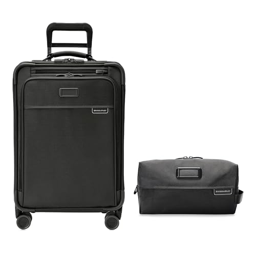 Briggs & Riley Essential 22" Carry On Expandable Spinner & Everyday Essentials Kit - Luggage for Travel, Suitcase with Wheels, Roller for Men & Women, Toiletry Travel Bag - Baseline Collection, Black