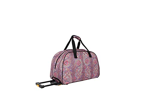 Lucas Designer Carry On Luggage Collection - Lightweight Pattern 22 Inch Duffel Bag- Weekender Overnight Business Travel Suitcase with 2- Rolling Spinner Wheels (SEA FORM) (PAISLEY)