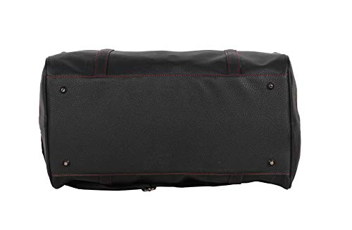Pathfinder 20'' Leather Messenger Laptop Briefcase Shoulder Satchel Bag (20in, Black/Red)