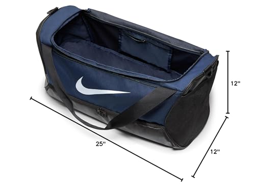 Nike Unisex Brasilia 9.5 Training Duffel Bag (Medium, 60L), Midnight Navy/Black/White, MISC