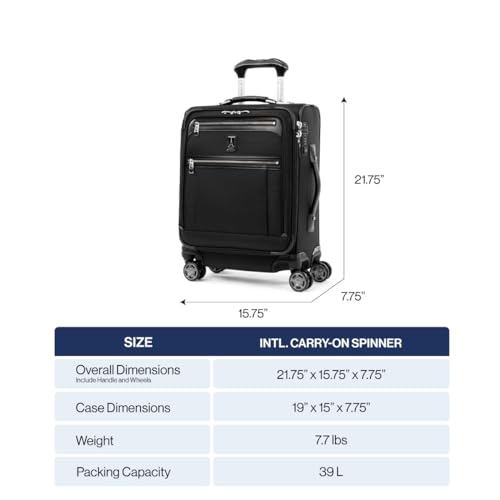 Travelpro Platinum Elite Softside Expandable Carry on Luggage, 8 Wheel Spinner Suitcase, USB Port, Men and Women, International, Vintage Grey, Carry On 19-Inch