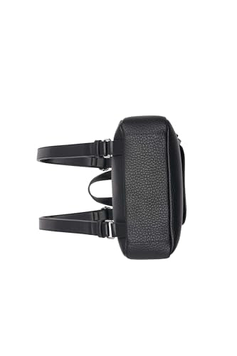 Calvin Klein Reyna Novelty Key Item Flap Backpack, Black/Silver Hampton Pebble, One Size