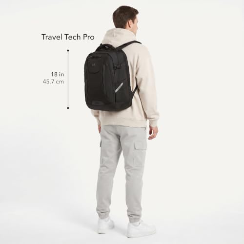 SwissGear Travel Tech Pro Laptop Backpack – Fits Laptops up to 16” – ScanSmart TSA-Friendly Backpack with Multiple Organizer Pockets – Black