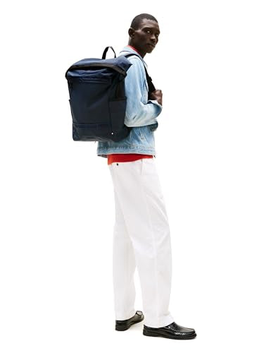 Tommy Hilfiger Mens Colour Rolltop Backpack, Space Blue