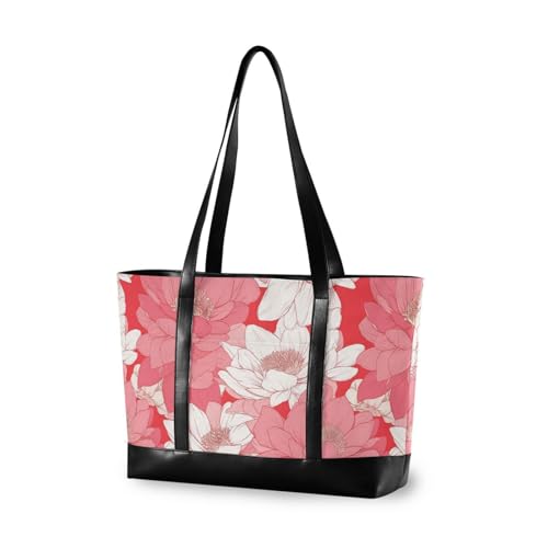 Peach Water Lily Flower Bloom professional women's briefcase with zipper work purses for university with university bolsas para computadoras de mujer