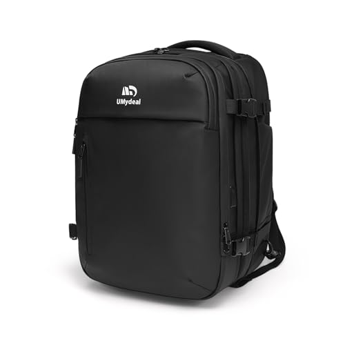 UMydeal Rolling Vacuum Backpack, Travel Compression Suitcase with Hinomoto Wheels, USB C Ports, Anti-Theft Lock, 70L Expandable Waterproof Laptop Bag for Flight, Business & Trips