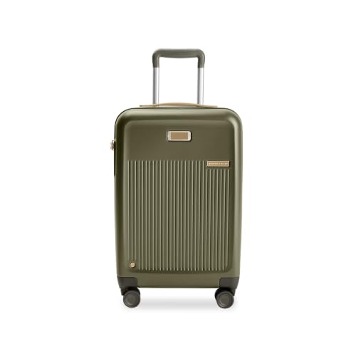 Briggs & Riley Essential 22 Inch Carry-On Expandable Spinner - Expandable Hardside Carry-On Luggage with CX Compression Technology - TSA Lock - Spinner Wheels - Sympatico Collection - Olive