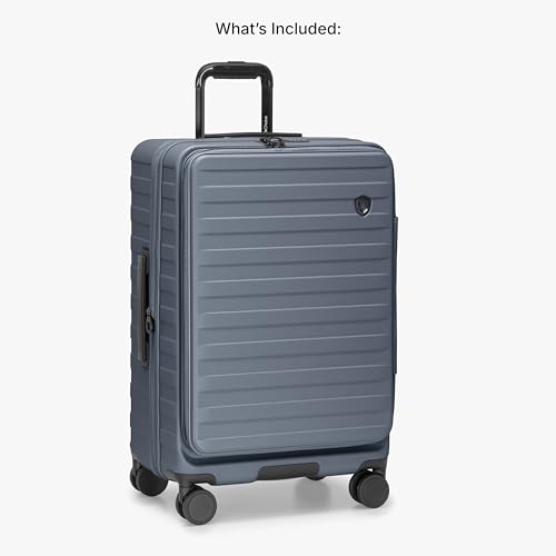 Traveler's Choice Novia Top Opening Expandable Polycarbonate Luggage with Spinner Wheels, Slate Blue, 25-Inch Medium