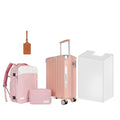 WireHot 22x14x9 Airline Approved Vintage Style Carry On Luggage with Backpack Sets for Women, ABS+PC Hardshell Small 20 inch Retro Suitcase with Protective Cover & Tag (Pink, 20in/BP/TB)