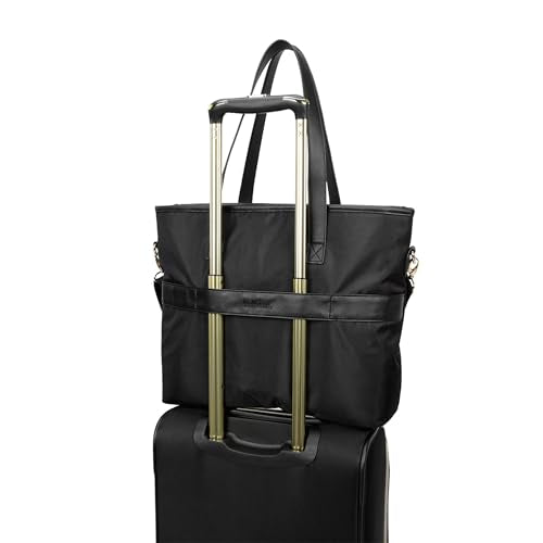 Kenneth Cole REACTION Madison Square Lightweight Hardside Chevron Expandable Spinner Luggage, Black, 2-Piece (20" Carry On + Tote)