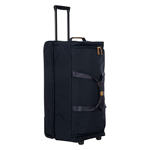 Bric's X-Travel 30-Inch Rolling Shoe Duffle, Wheeled Travel Bag with Dual-Access Shoe Compartment, Telescoping Handle, Tie-Down Straps and Leather Top Handle – Navy