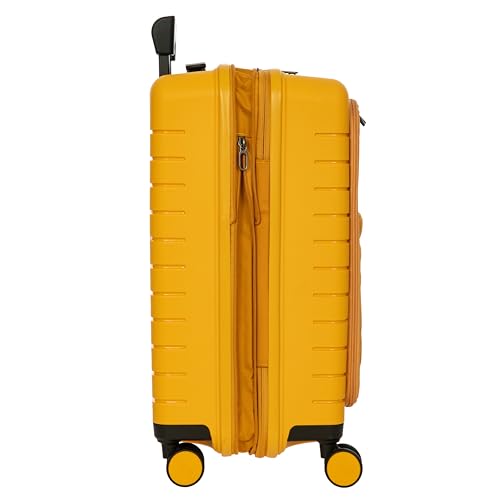 Bric's B|Y Ulisse Carry-On Luggage with Spinner Wheels – Airline Approved Hard Shell Suitcase, TSA Combination Lock & USB Port - Removeable Wash Bag Included - 21 Inch with Front Pocket, Mango