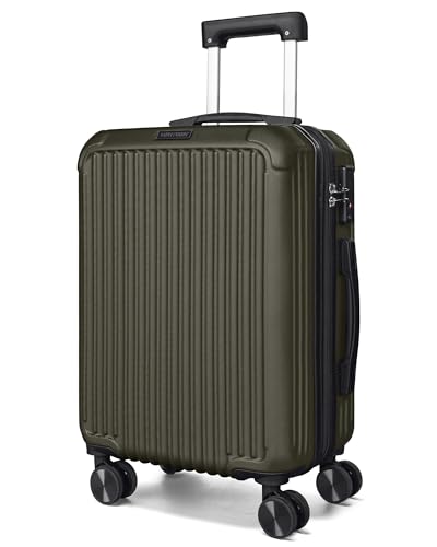LIGHT FLIGHT Carry On Luggage 22x14x9 Airline Approved, Durable Hard Shell Carry On Suitcases with Wheels, Expandable Hardside Lightweight Travel Luggage with TSA Lock, Dark Green