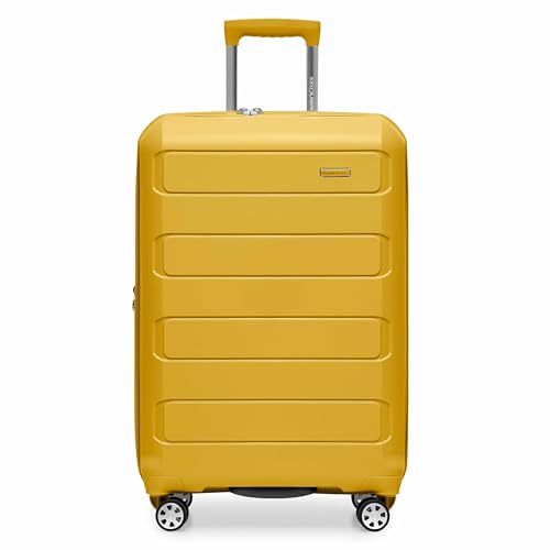 Traveler's Choice Pagosa Hardshell Expandable Luggage with Spinner Wheels, Yellow, 2-Piece Set (22/27)